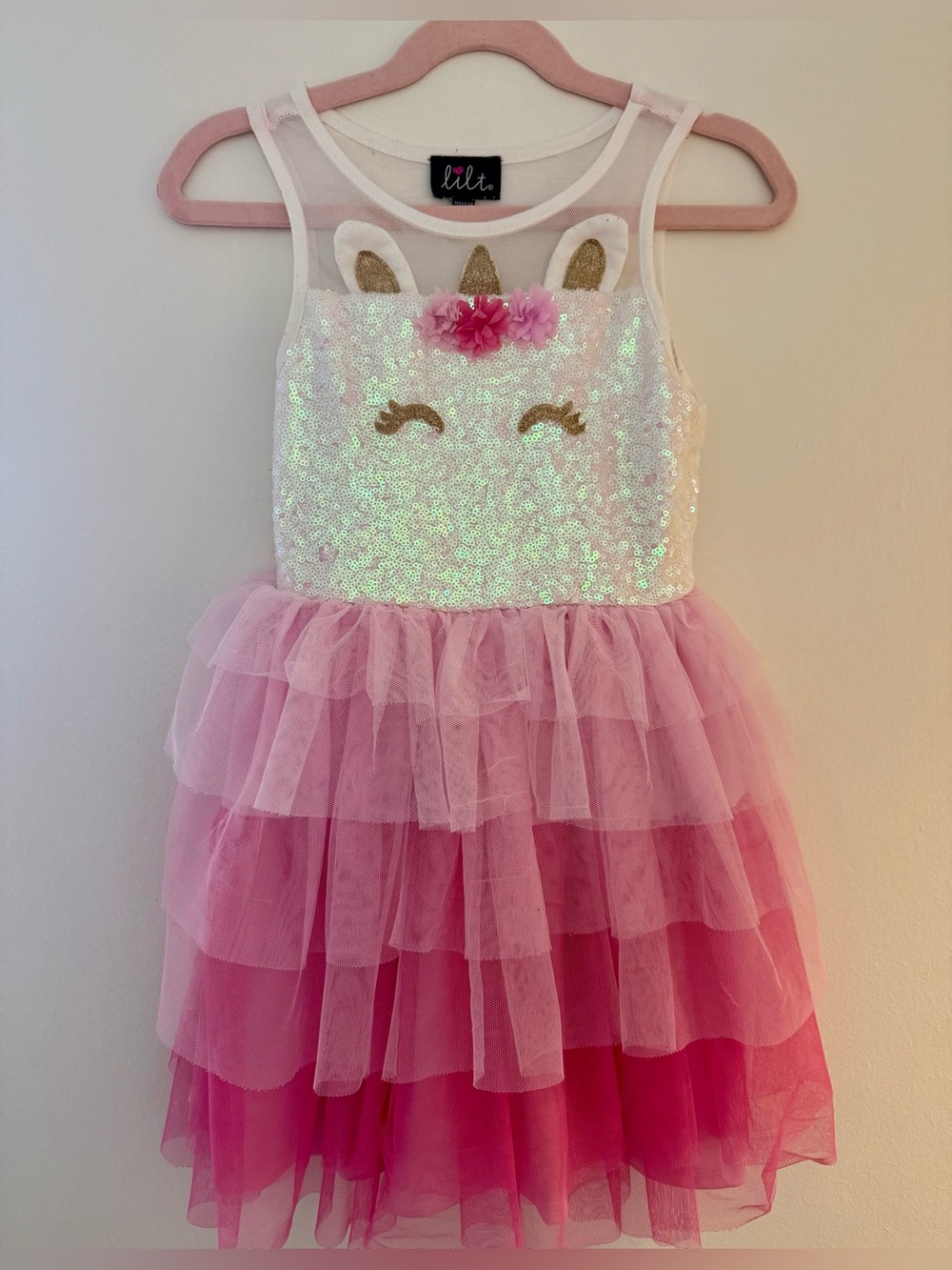 lilt Pink Ombre Unicorn Sequin Tulle Dress size 5